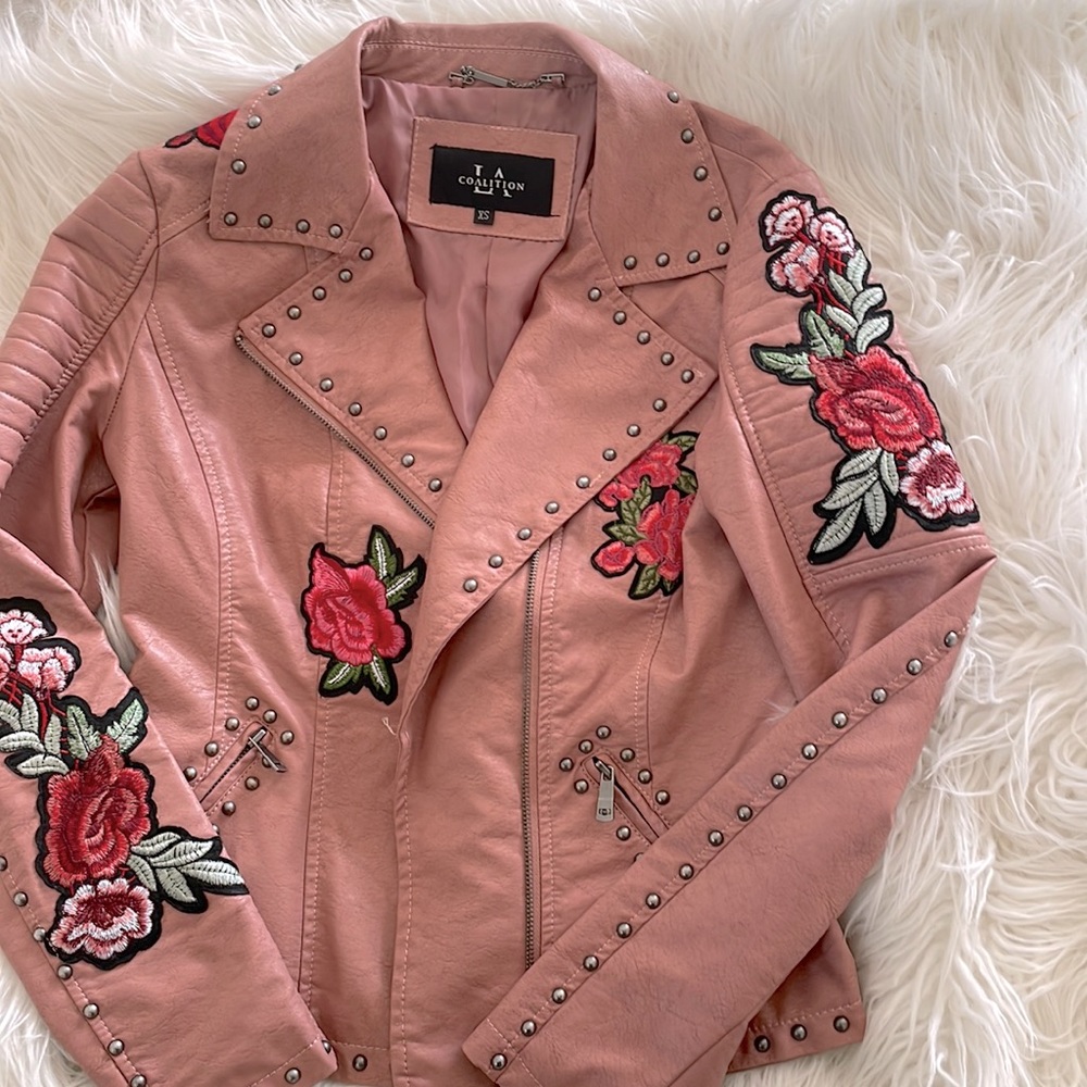 Coalition pink leather jacket